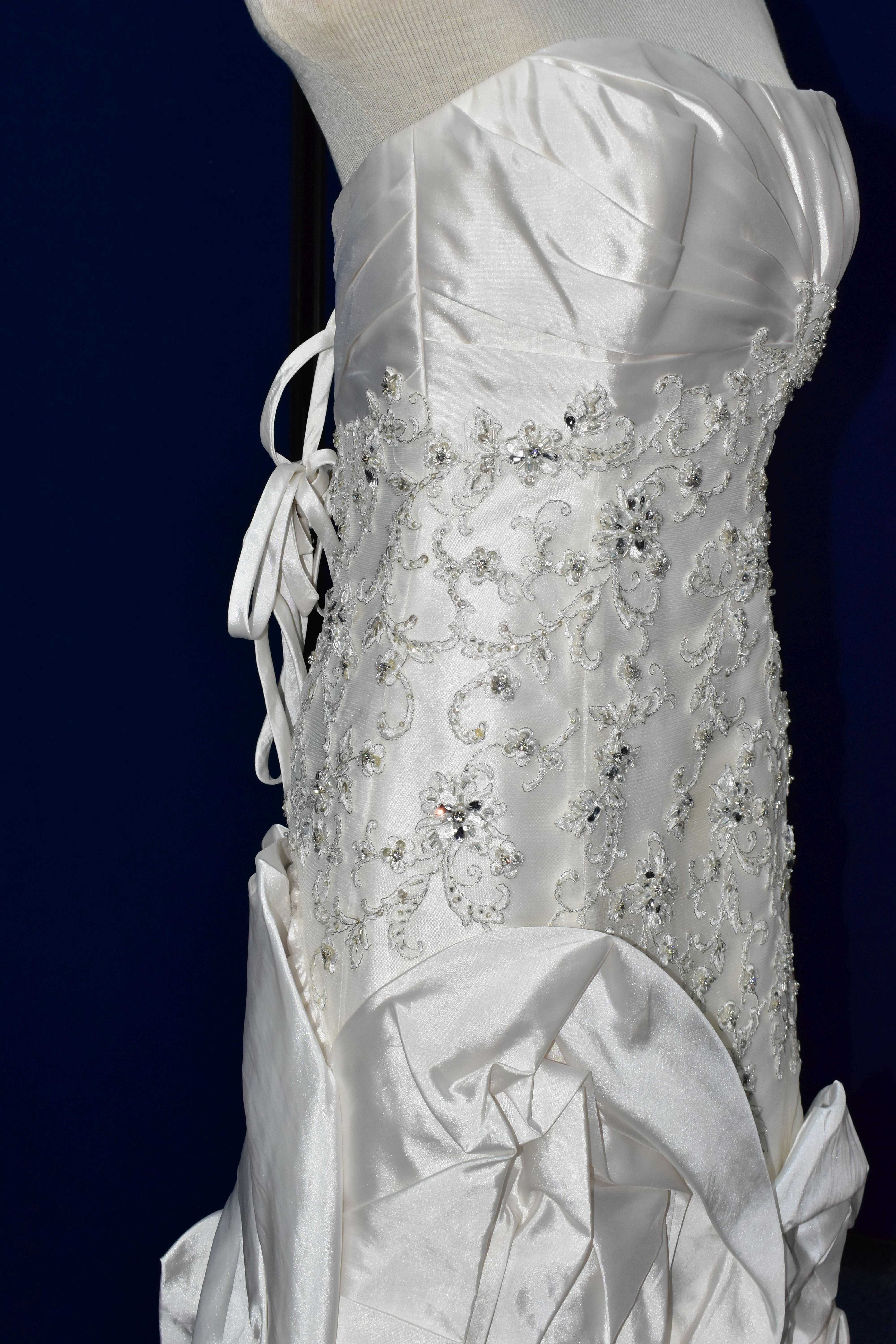 WEDDING GOWN, 'Sophia Tolli', size 10, champagne with satin bodice, pewter beaded appliques (1) - Image 7 of 13