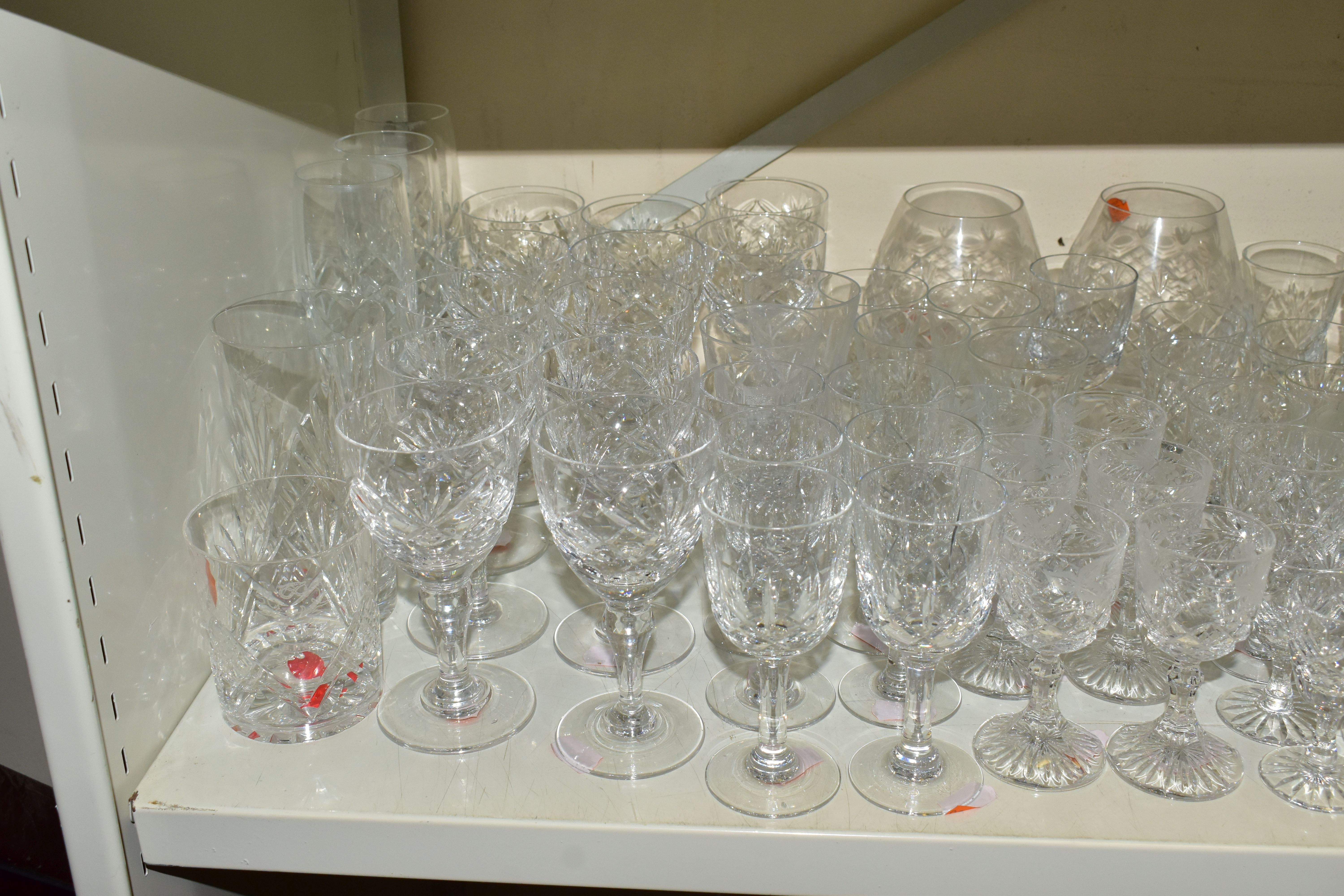 A QUANTITY OF CUT GLASS DRINKING GLASSES ETC, to include a set of ten wine glasses, a set of six - Image 2 of 5