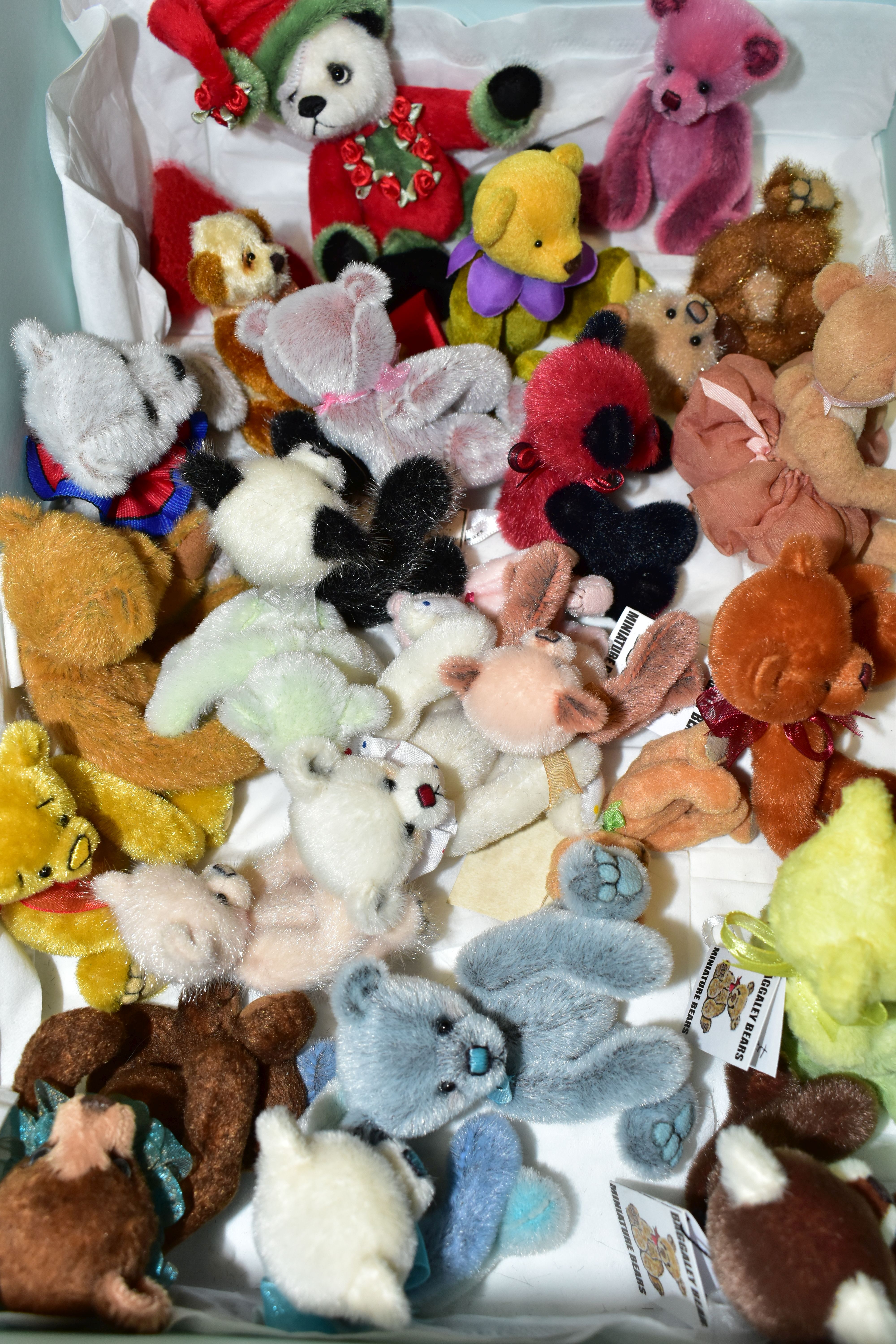 TWO BOXES OF COLLECTOR'S HANDMADE MINIATURE TEDDY BEARS, many one of a kind, comprising - Image 3 of 7