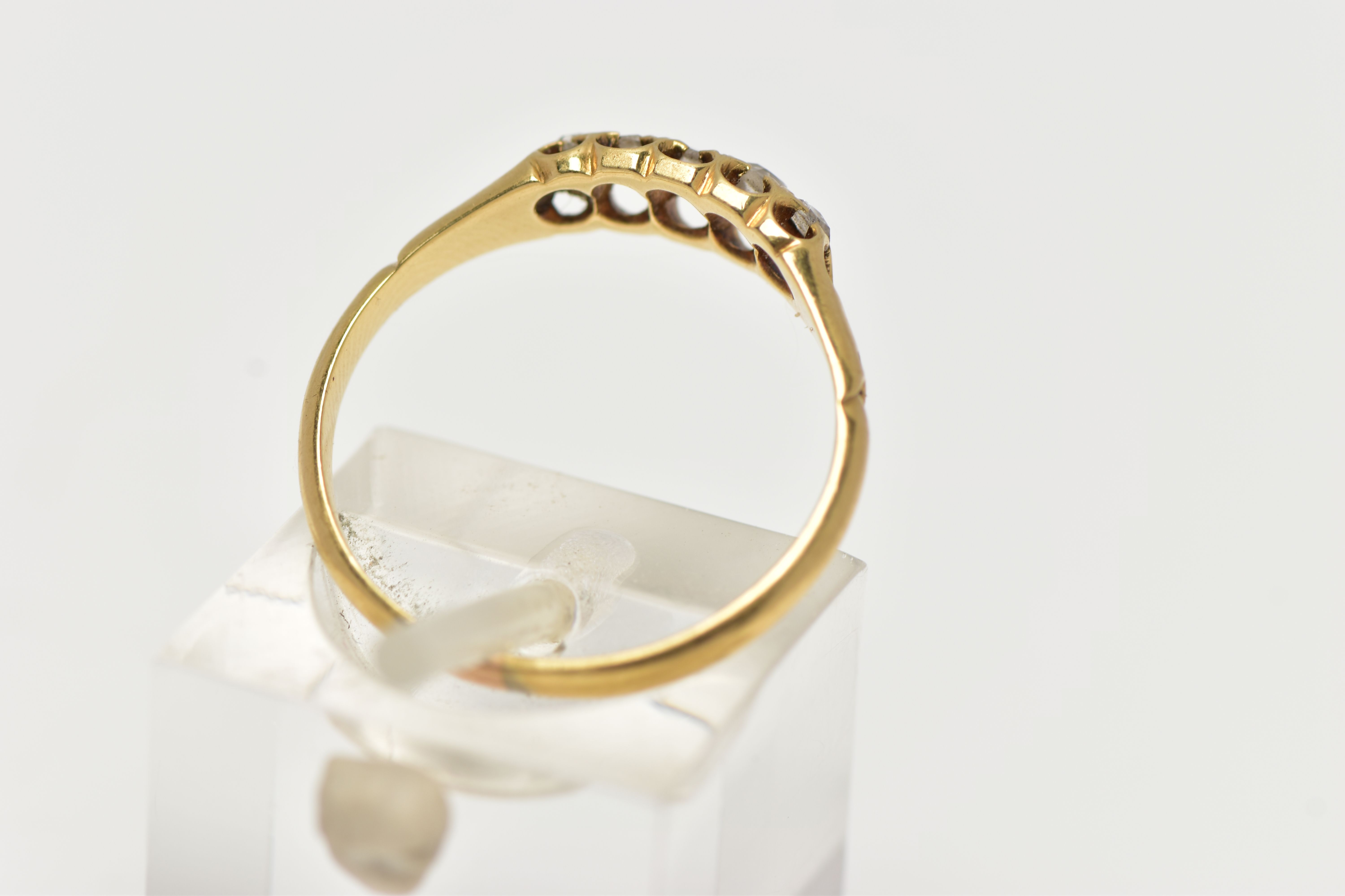 A LATE VICTORIAN 18CT GOLD FIVE STONE DIAMOND RING, designed as a row of five rose cut diamonds, - Image 3 of 4