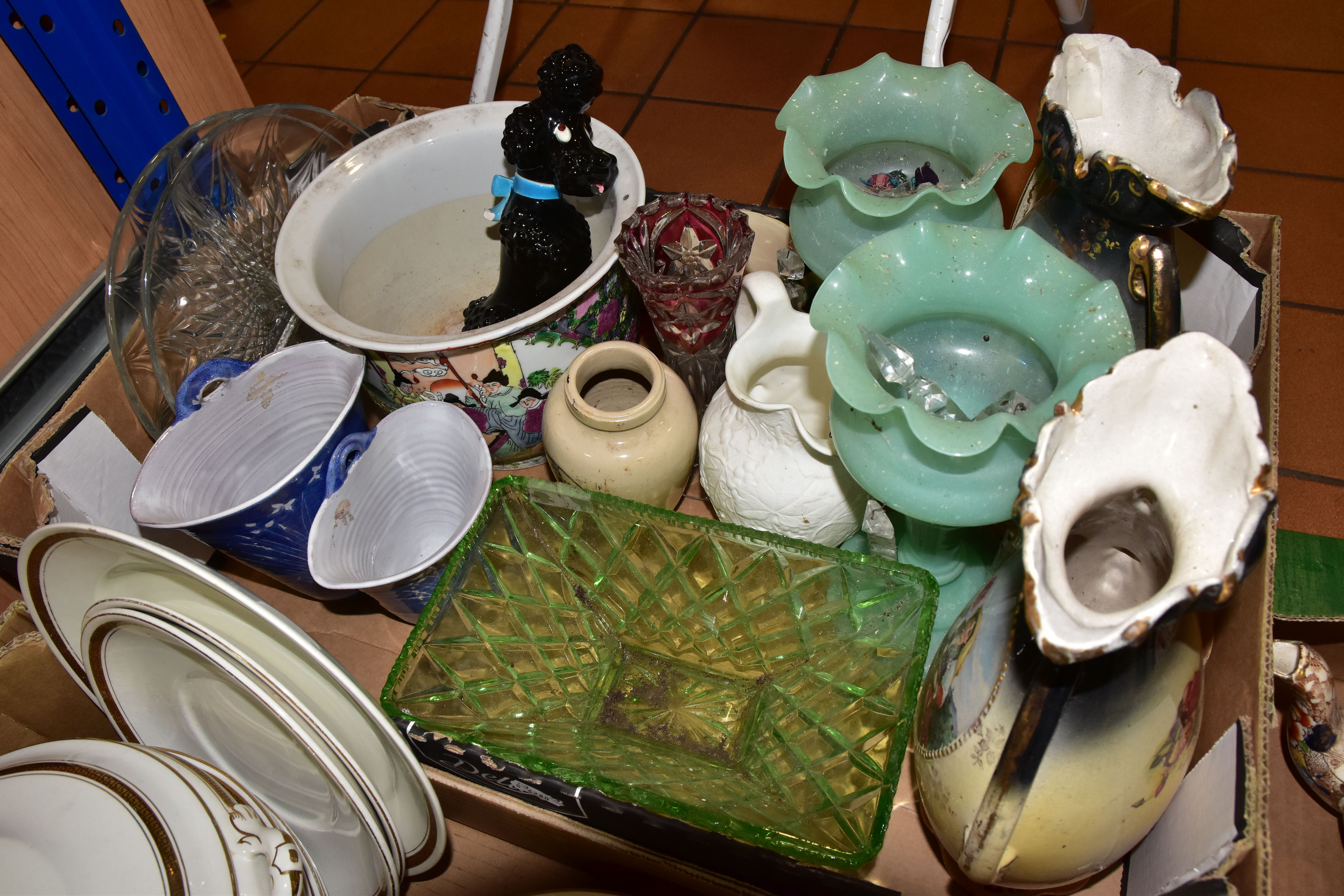 THREE BOXES OF CERAMICS, to include an early 20th Century teapot and stand, a Portmeirion Parian - Image 4 of 4