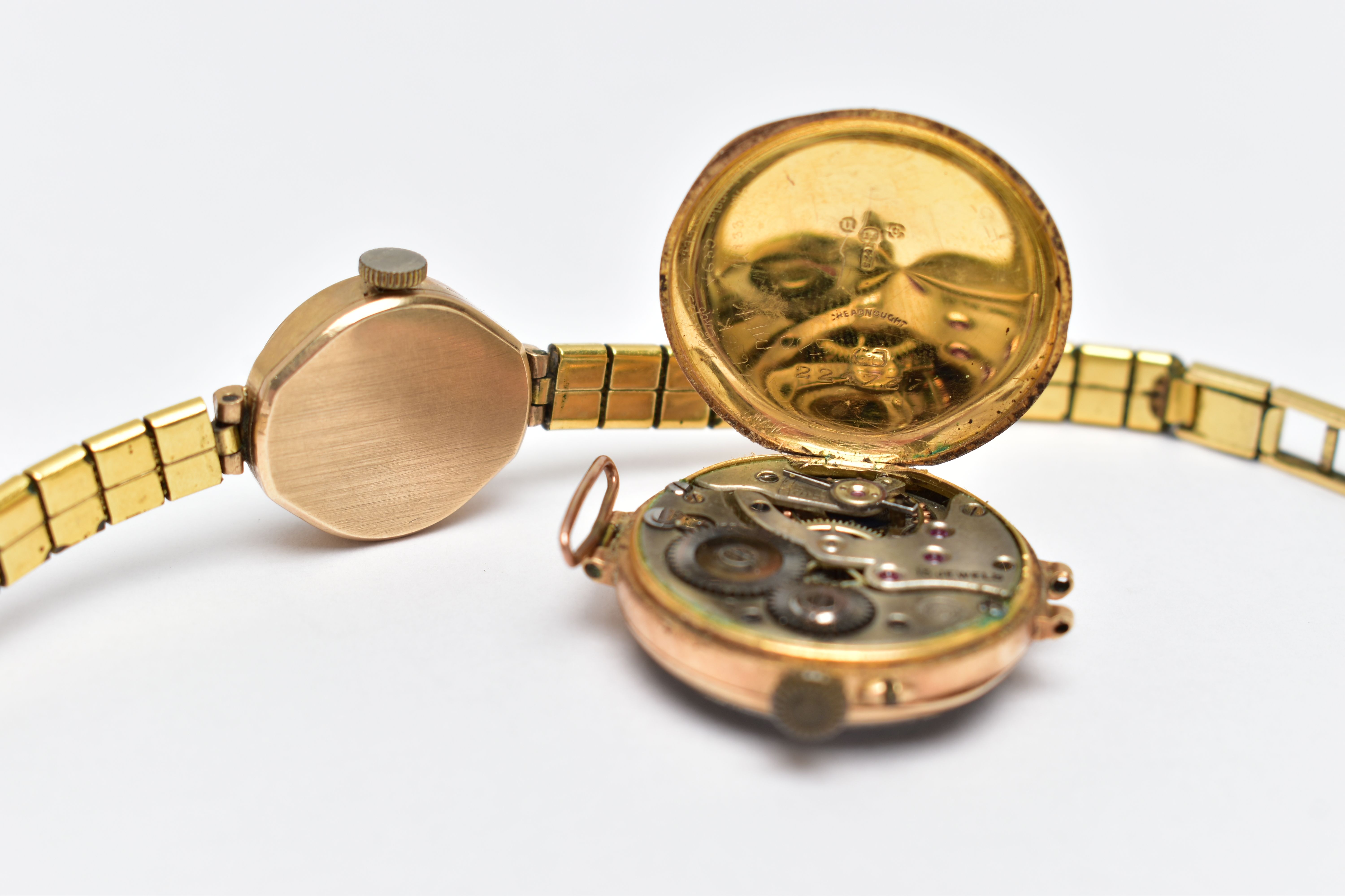 A LADY'S 9CT 'ROTARY' WRISTWATCH AND A 15CT GOLD WATCH, the lady's manual wind Rotary, with a - Image 3 of 5