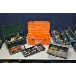 THREE TOOLBOXES CONTAINING TOOLS to include socket sets, screwdrivers, grips, drill bits etc (4)