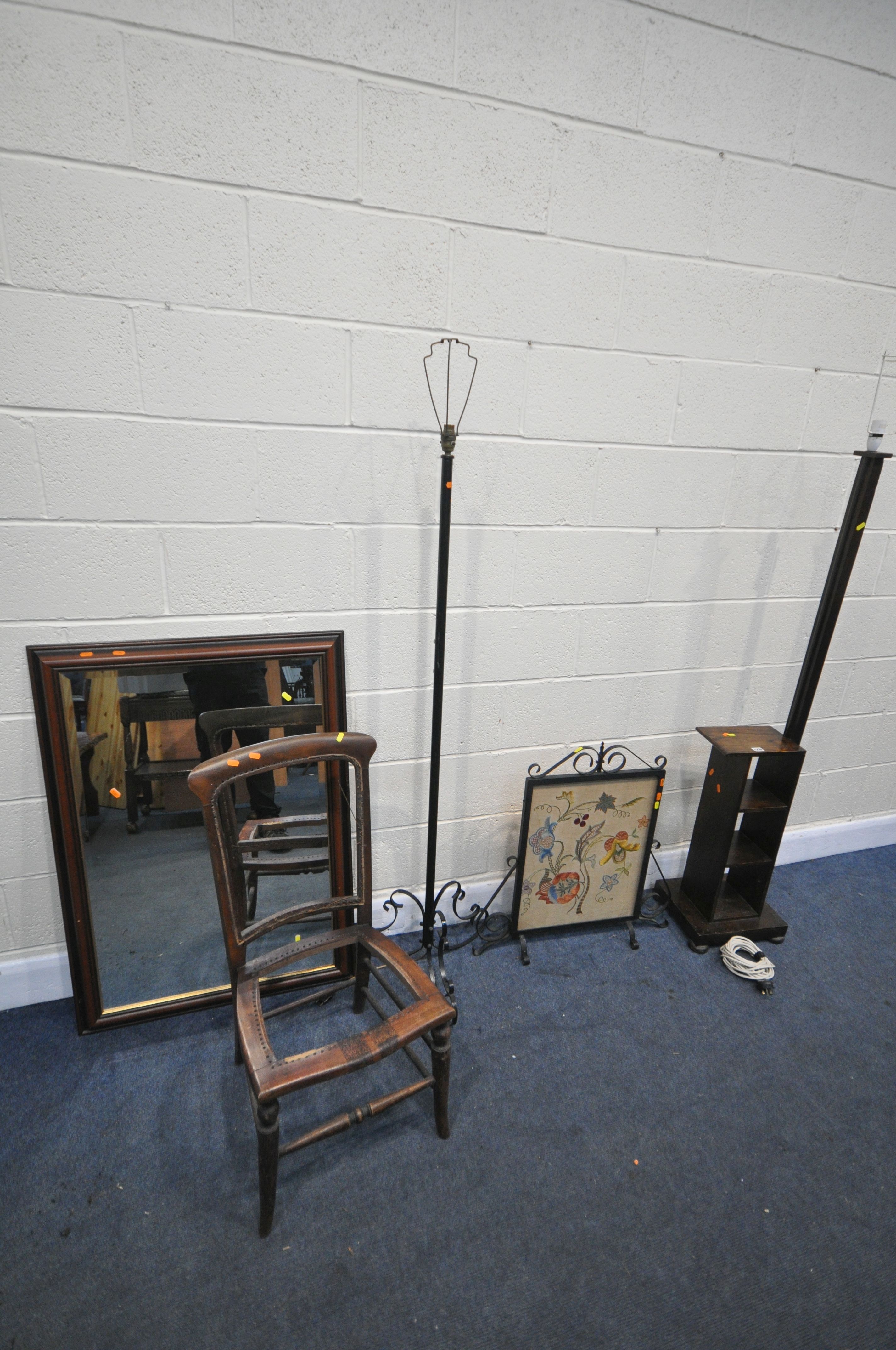 A SELECTION OF OCCASIONAL FURNITURE, to include an oak standard lamp besides an attached open