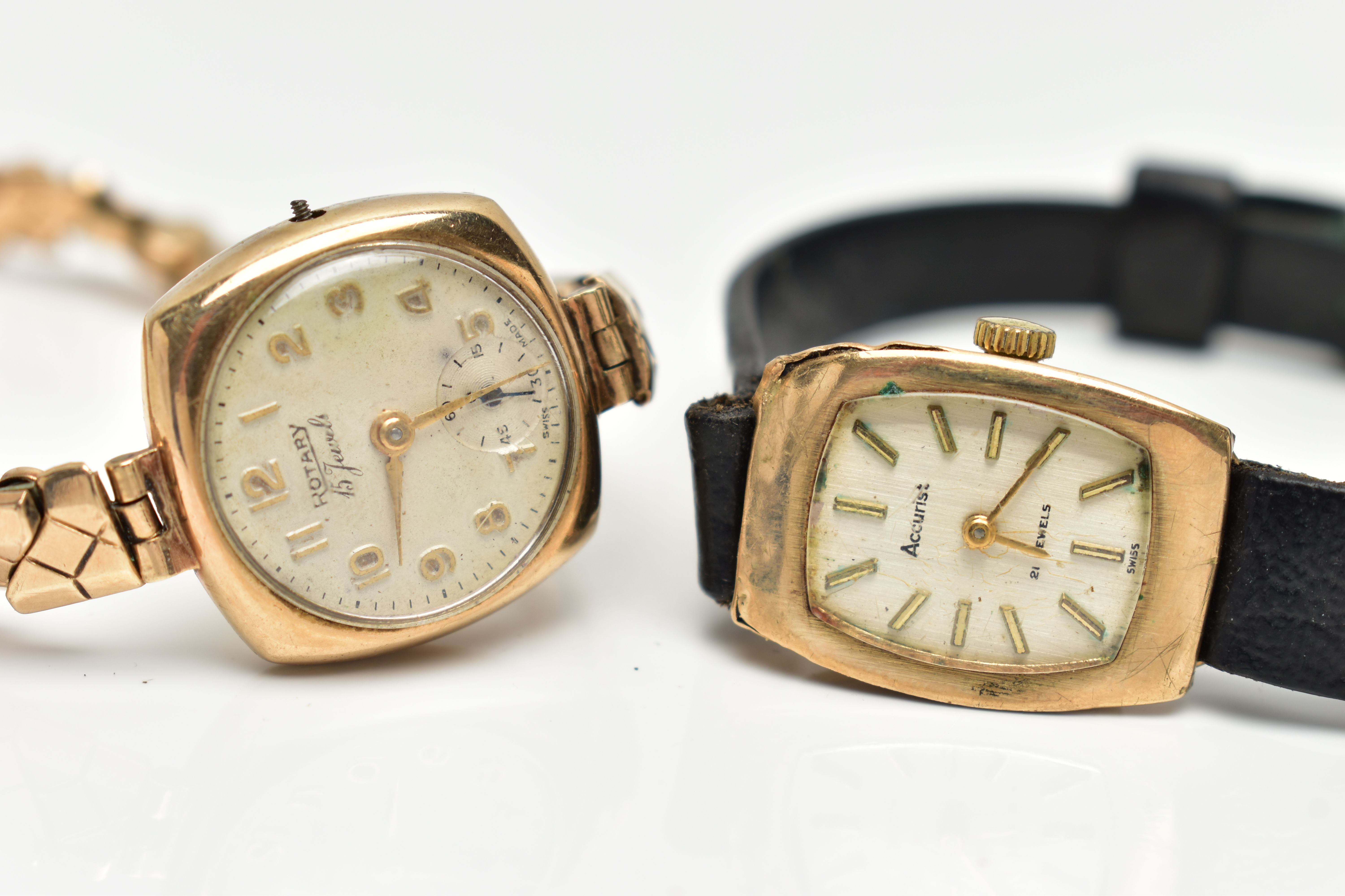 TWO LADY'S 9CT GOLD WRISTWATCHES, the first an AF 'Rotary', round champagne dial signed 'Rotary 15 - Image 4 of 4