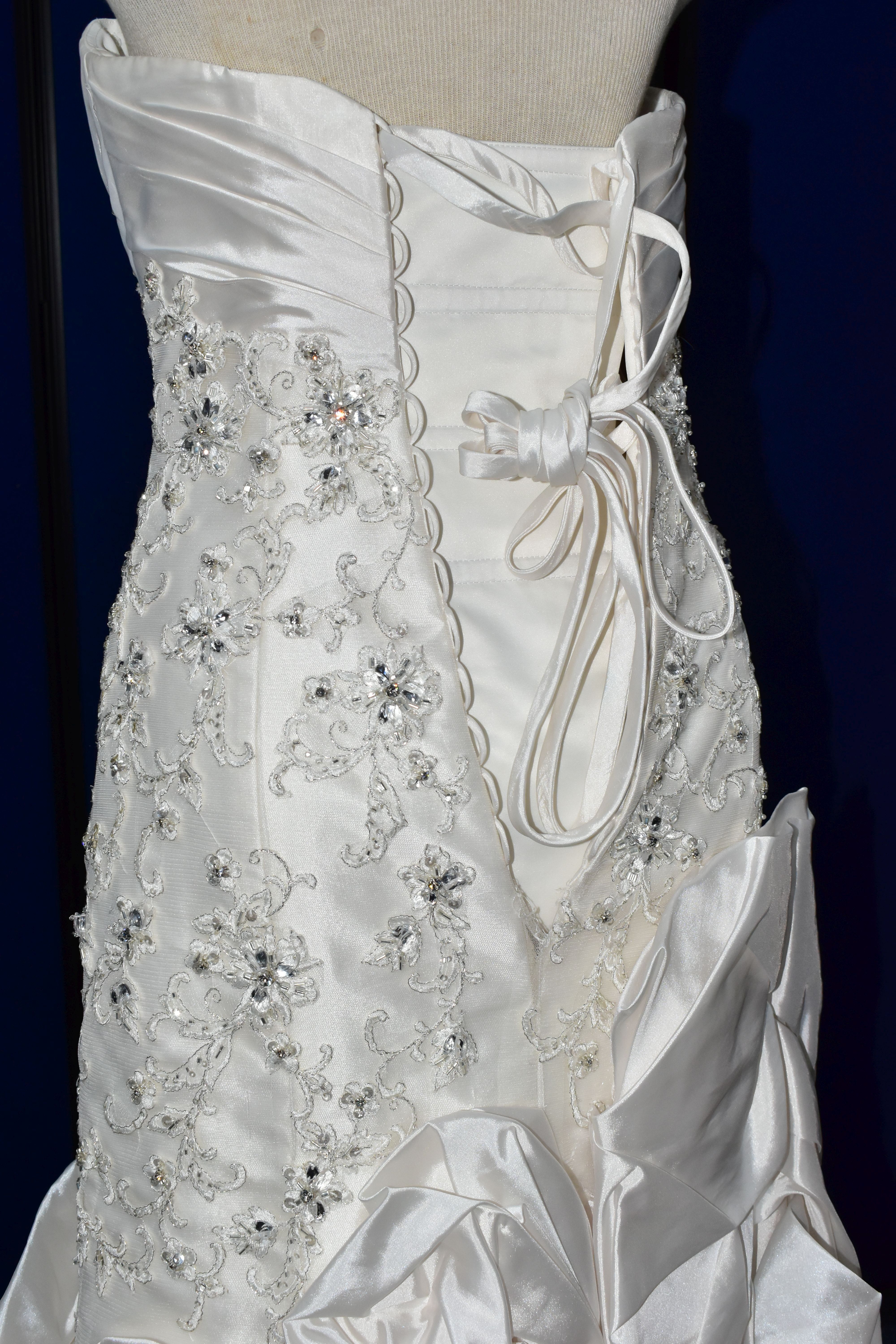 WEDDING GOWN, 'Sophia Tolli', size 10, champagne with satin bodice, pewter beaded appliques (1) - Image 12 of 13