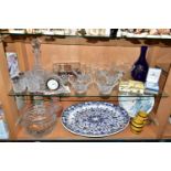 A COLLECTION OF CUT CRYSTAL AND CERAMICS, comprising four Thomas Webb tumblers and matching ship's