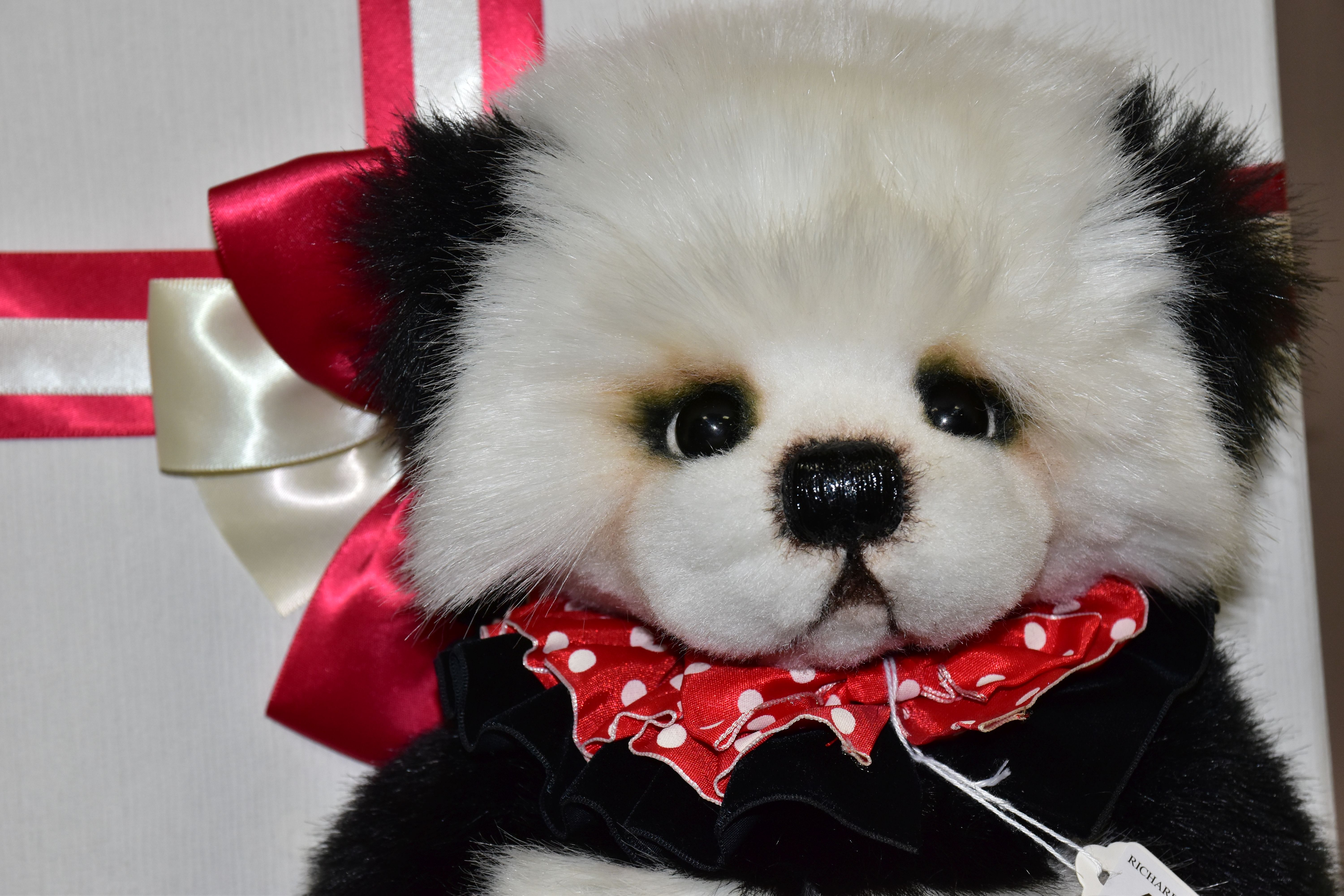 A BOXED 3 O'CLOCK BEARS TEDDY BEAR, in the form of a panda, fully jointed with shaved muzzle, - Image 2 of 4