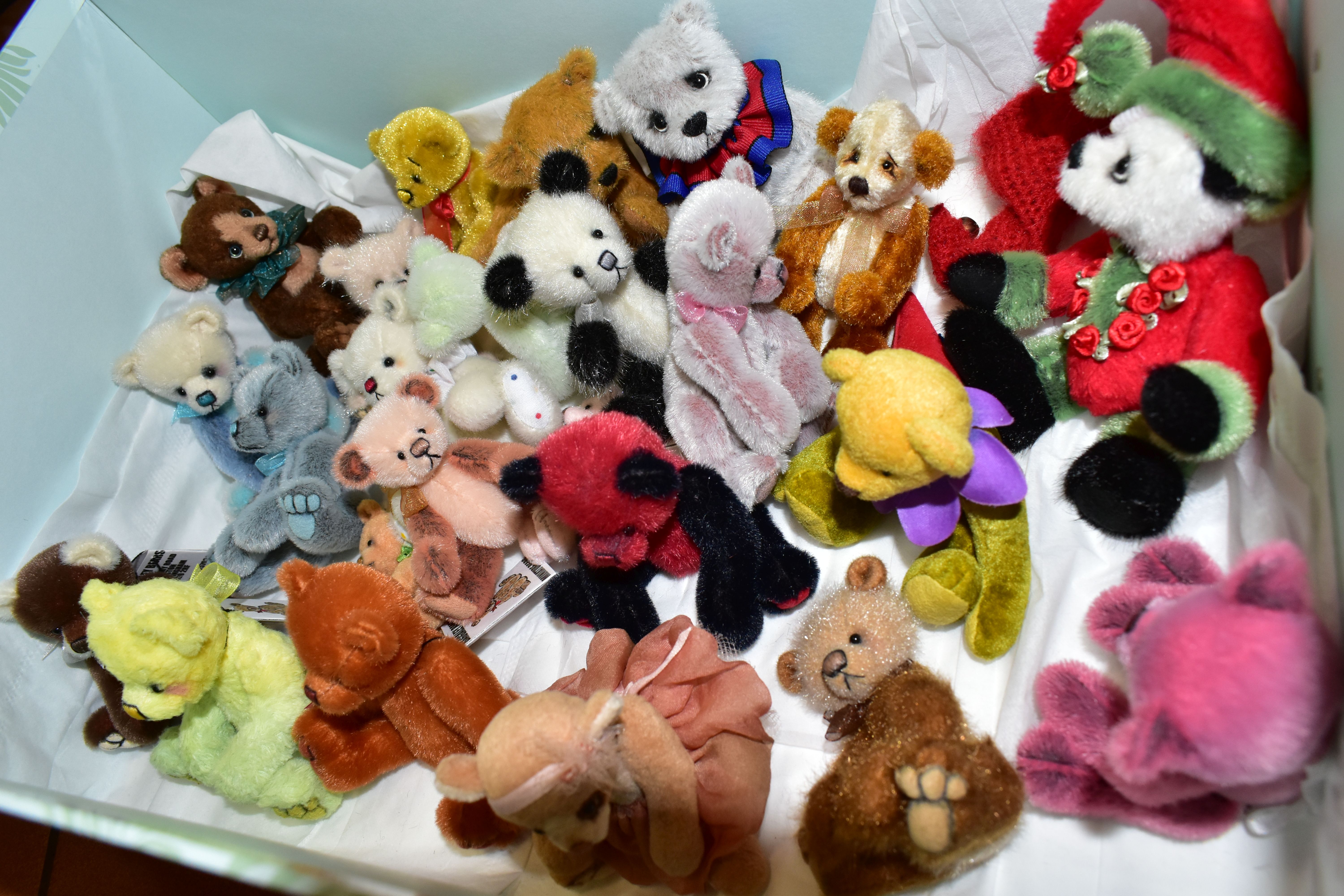 TWO BOXES OF COLLECTOR'S HANDMADE MINIATURE TEDDY BEARS, many one of a kind, comprising - Image 2 of 7