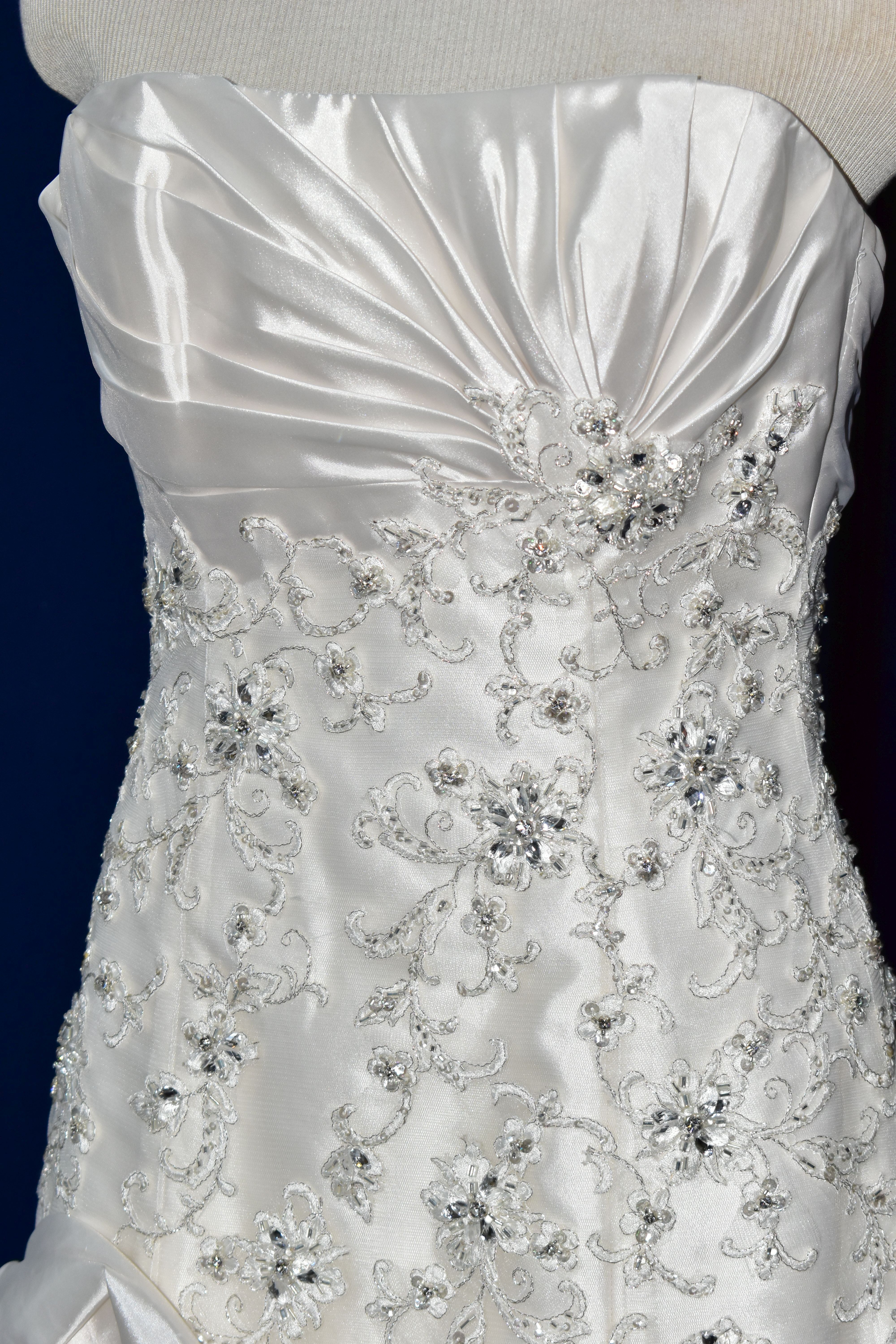 WEDDING GOWN, 'Sophia Tolli', size 10, champagne with satin bodice, pewter beaded appliques (1) - Image 3 of 13