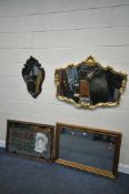 A SELECTION OF MIRRORS, to include a Coca Cola advertising mirror, 99cm x 69cm (condition:-silvering