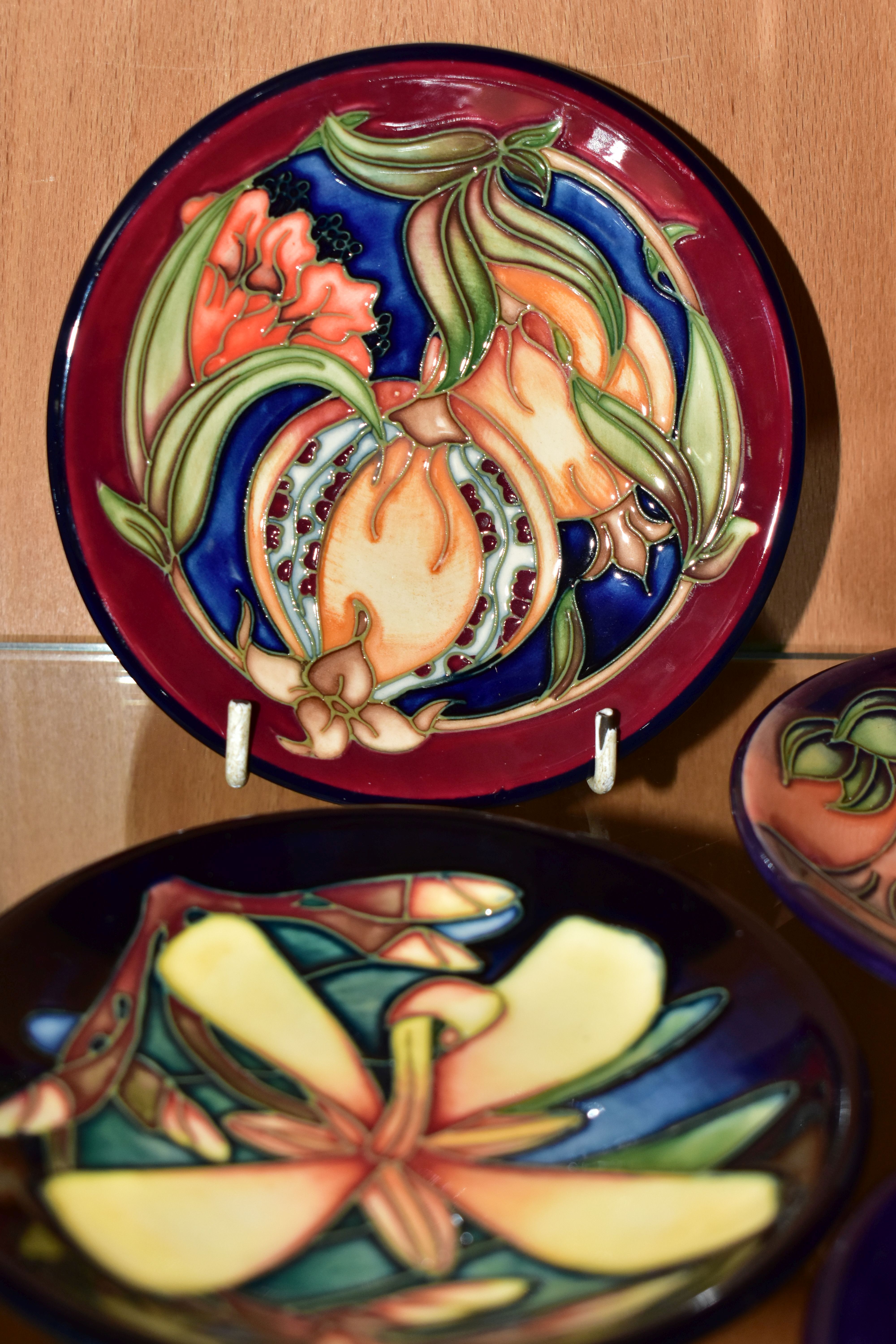 FIVE MOORCROFT PIN DISHES, comprising a 2003 'Plevriana' pattern designed by Moorcroft senior artist - Image 2 of 5