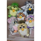 SIX FURBIES TOYS, from the early 2000s, by Tiger Electronics, height approximately 16cm (6) (