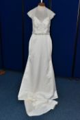 WEDDING DRESS, 'David Tutera' size 12,ivory, sweetheart neckline, satin bodice (1)