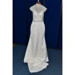 WEDDING DRESS, 'David Tutera' size 12,ivory, sweetheart neckline, satin bodice (1)