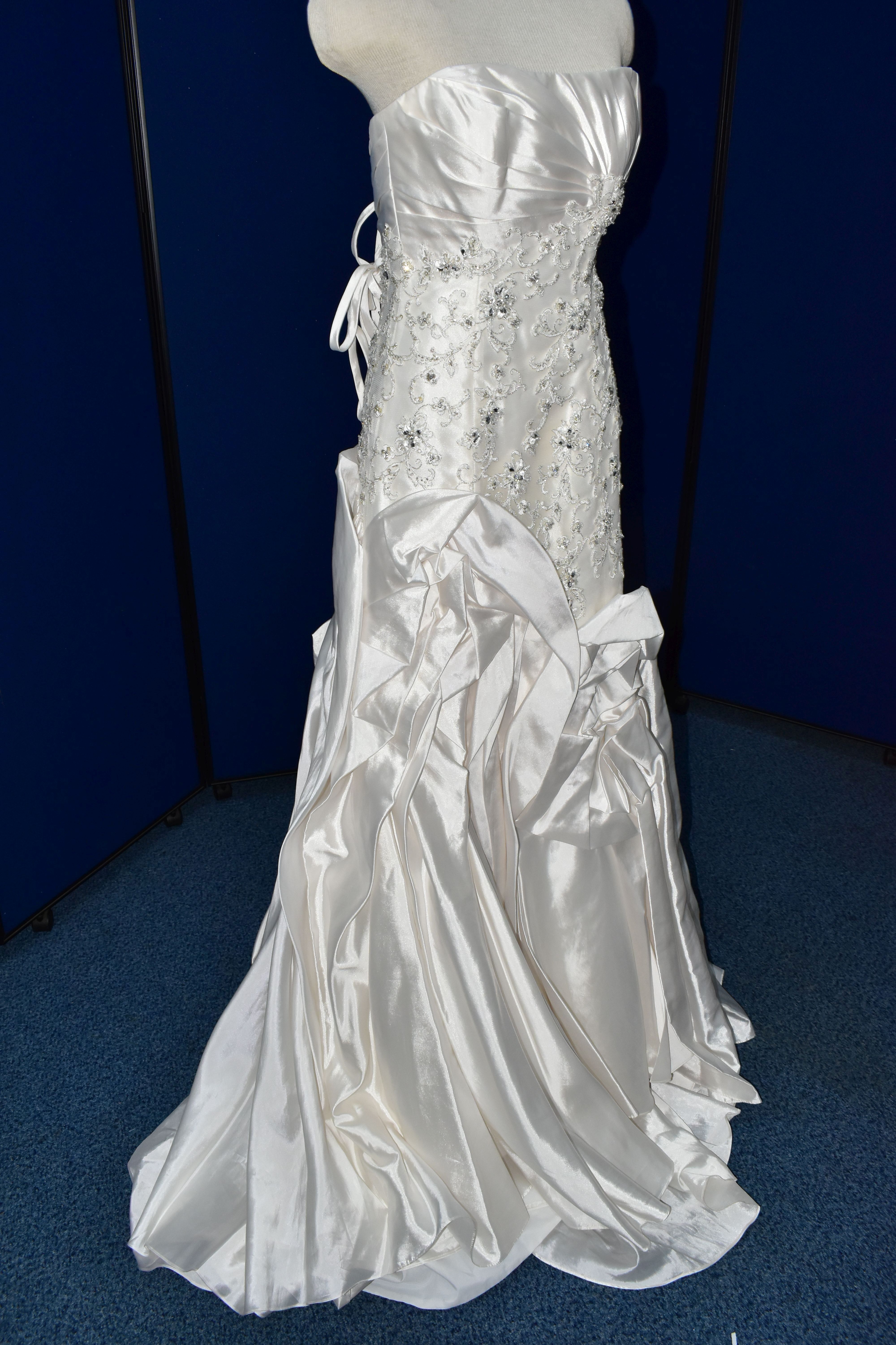 WEDDING GOWN, 'Sophia Tolli', size 10, champagne with satin bodice, pewter beaded appliques (1) - Image 6 of 13