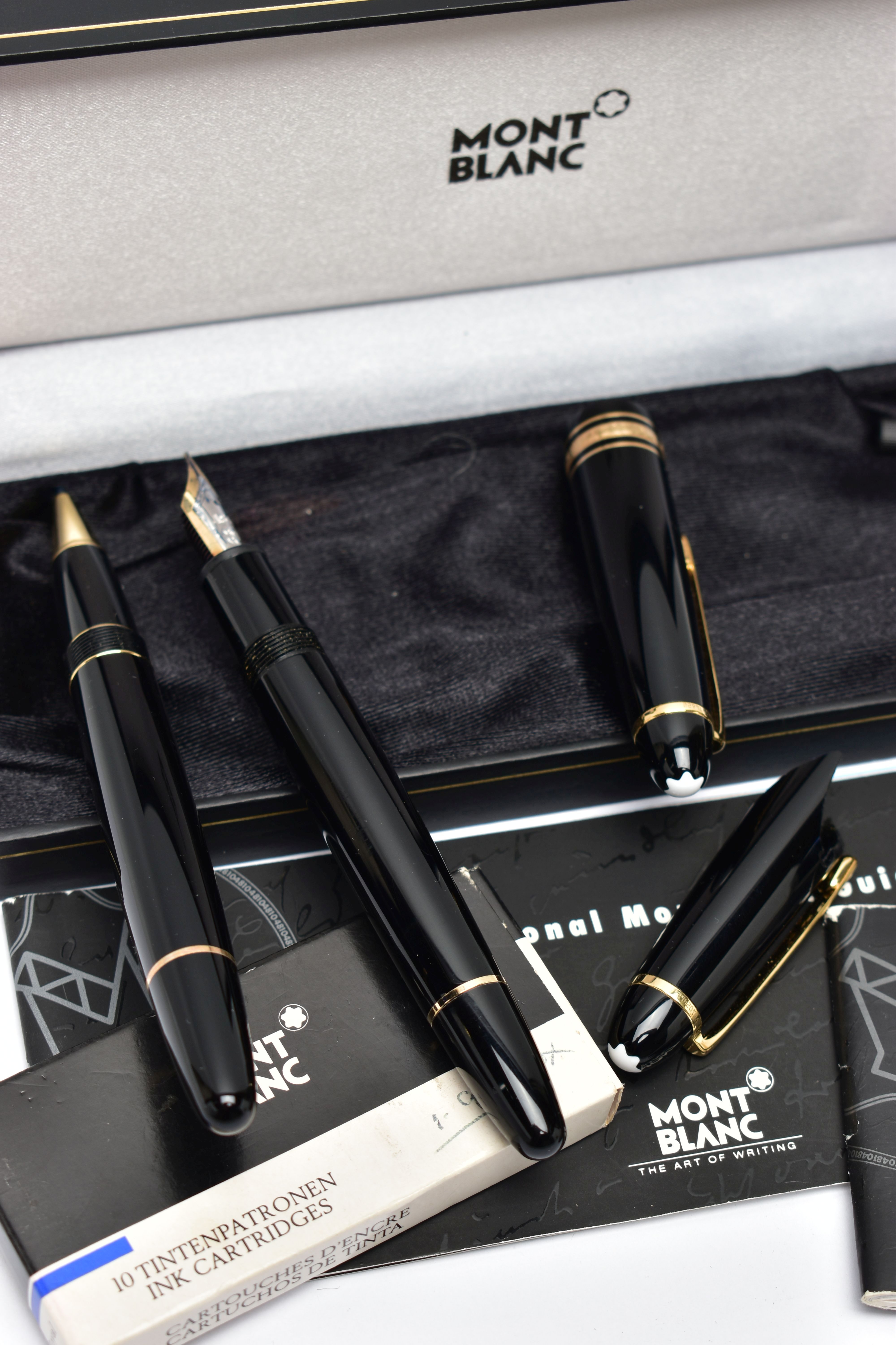 A CASED SET OF TWO 'MONTBLANC' PENS AND OTHER ITEMS, to include a black lacquer with gold trim, - Image 5 of 6