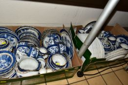 FOUR BOXES OF ROYAL DOULTON - BOOTHS 'REAL OLD WILLOW' PATTERN DINNERWARES AND TEAWARES A8025,
