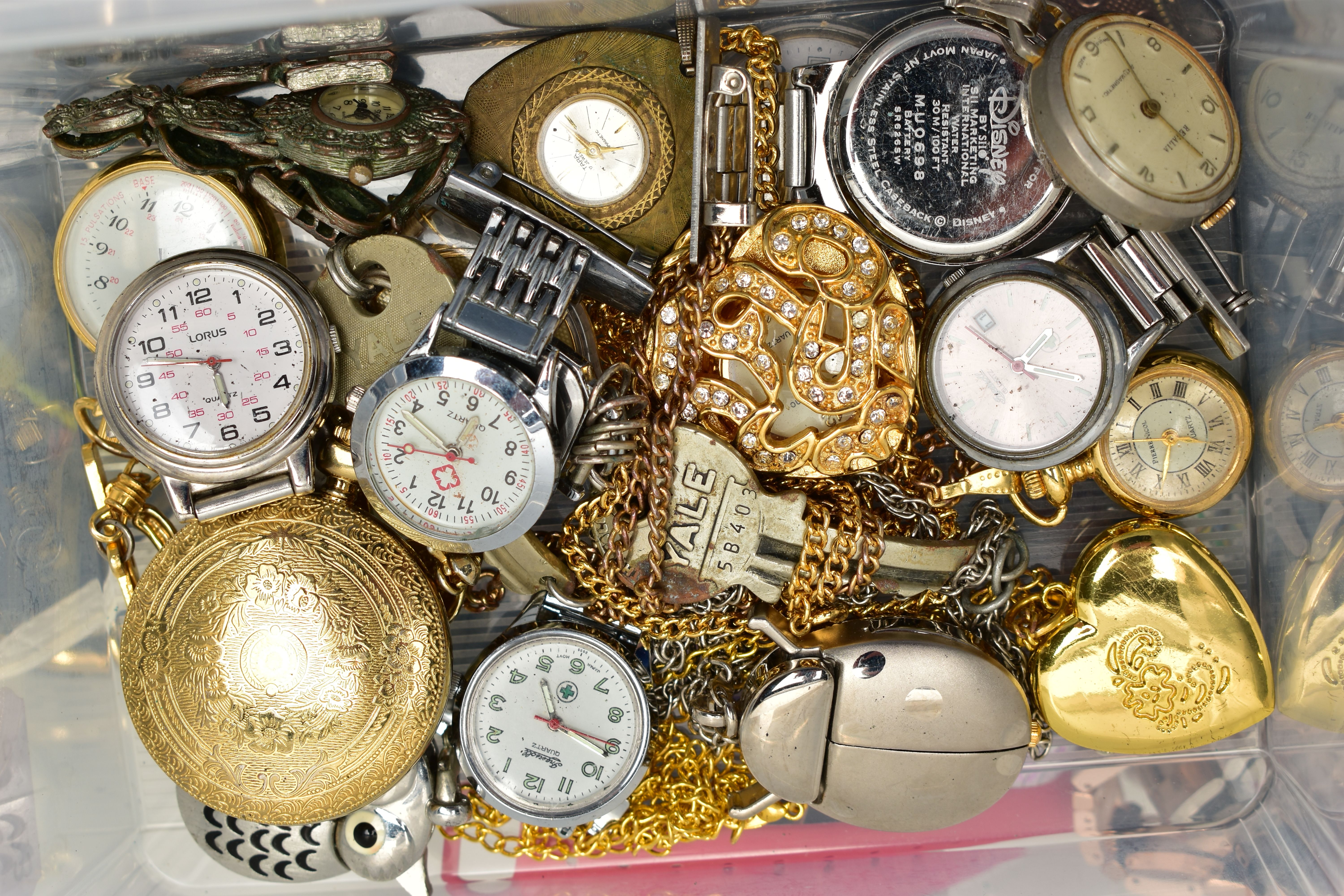 A PLASTIC BOX OF ASSORTED LADY'S AND GENT'S FASHION WRISTWATCHES, mostly quartz movements, names - Image 2 of 4