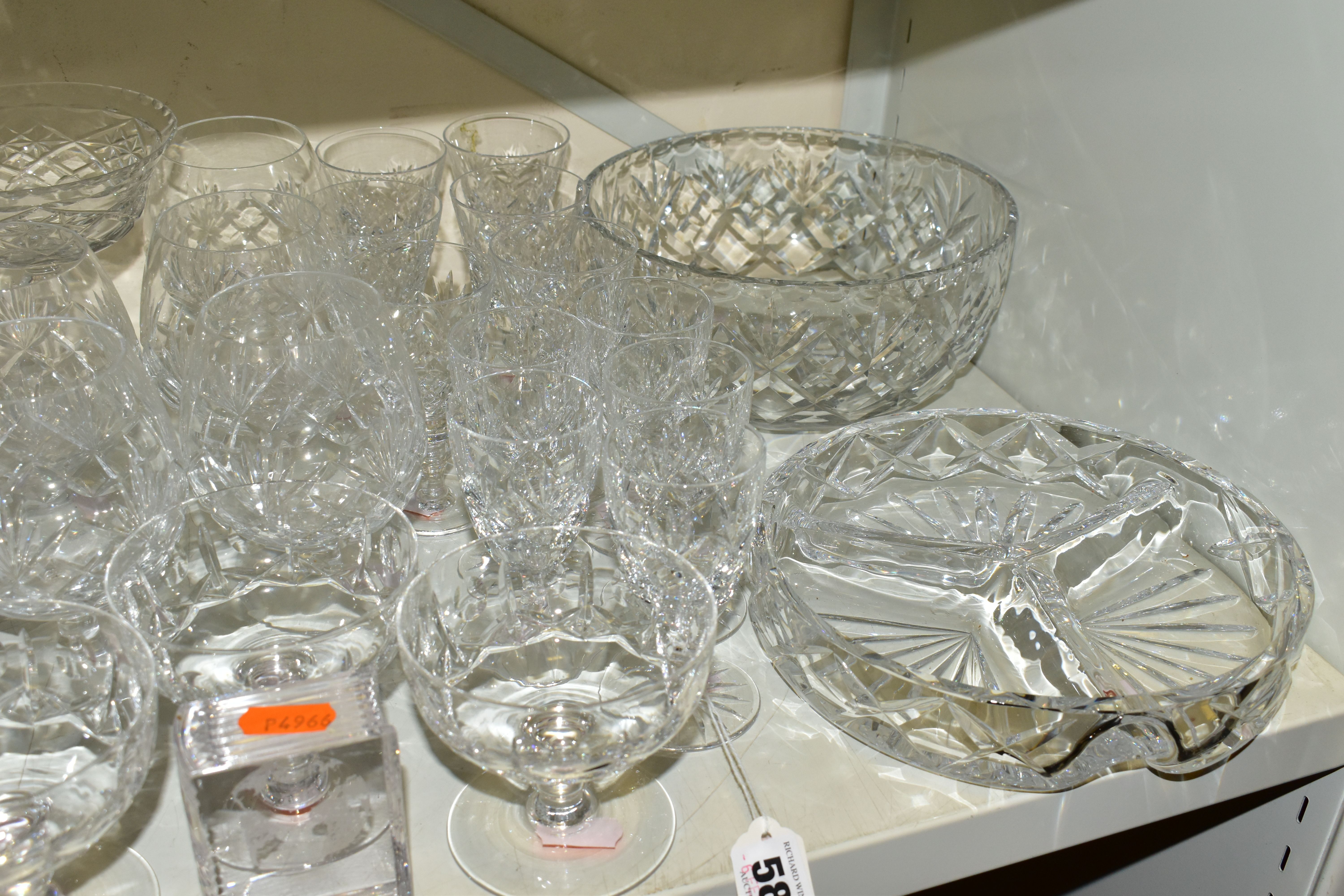 A QUANTITY OF CUT GLASS DRINKING GLASSES ETC, to include a set of ten wine glasses, a set of six - Image 5 of 5