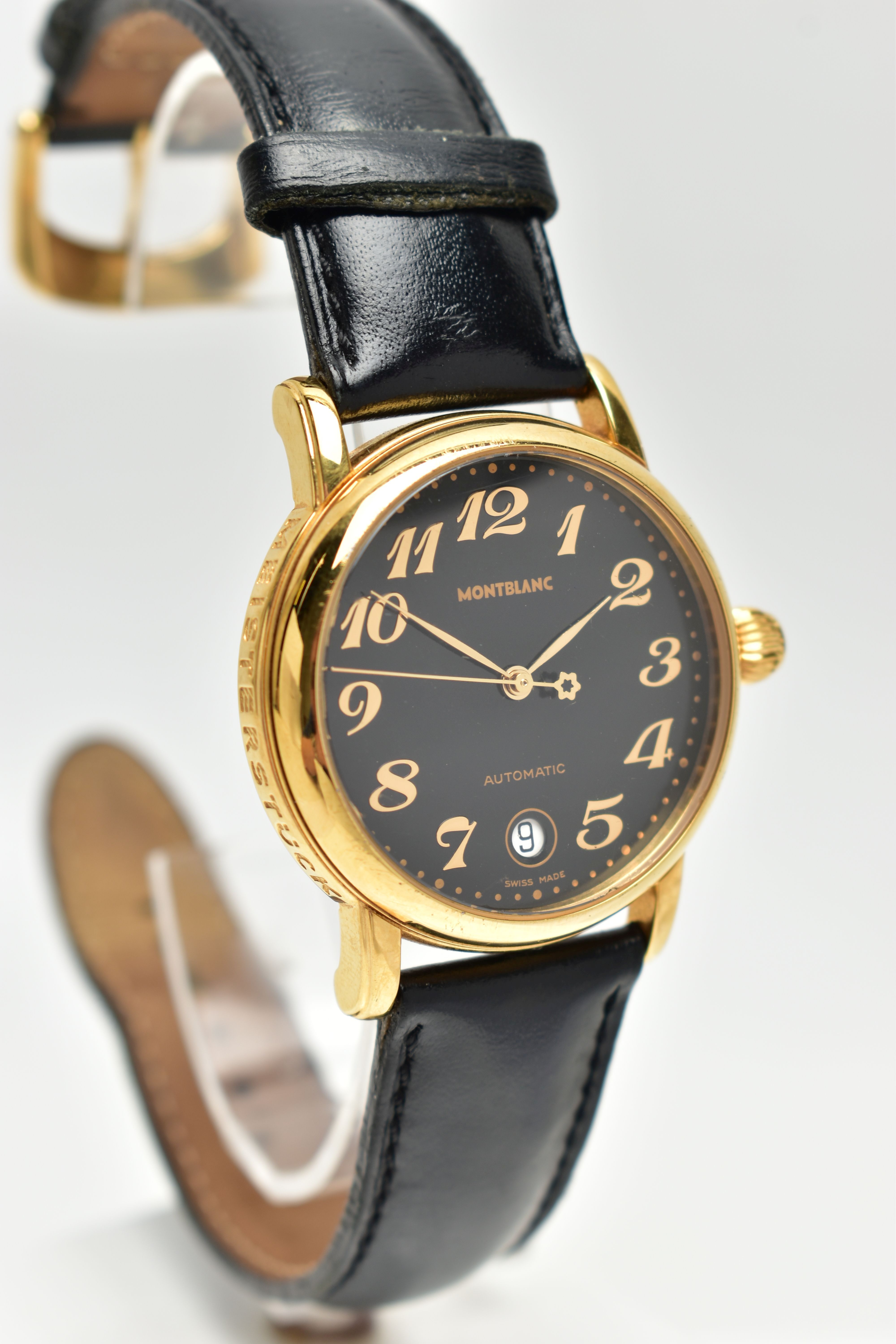 A GENTS 'MONTBLANC' WRISTWATCH, Automatic, round black dial signed 'Montblanc, Automatic', Arabic - Image 2 of 7