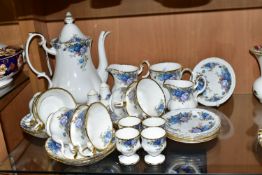 A ROYAL ALBERT 'MOONLIGHT ROSE' PATTERN TEAWARES AND COFFEE POT, comprising a large coffee pot (