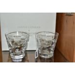 A BOXED PAIR OF WATERFORD CRYSTAL BY JASPER CONRAN TUMBLERS, of tapering form, in the Rain design
