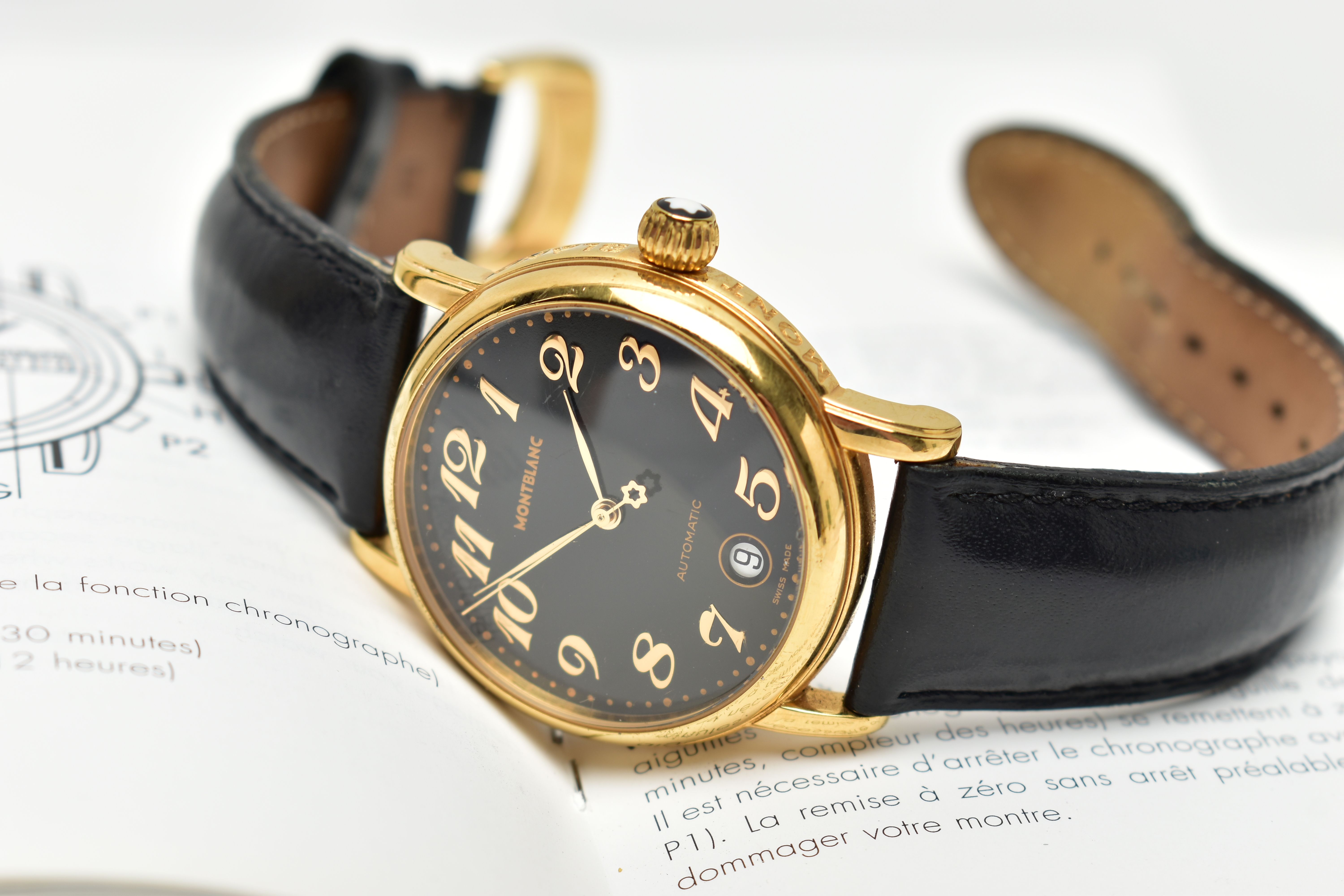 A GENTS 'MONTBLANC' WRISTWATCH, Automatic, round black dial signed 'Montblanc, Automatic', Arabic - Image 7 of 7