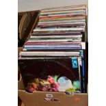 A BOX OF RECORDS, over one hundred and thirty vinyl LPs, artists to include Shirley Bassey, Art