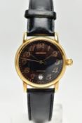 A GENTS 'MONTBLANC' WRISTWATCH, Automatic, round black dial signed 'Montblanc, Automatic', Arabic