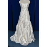 WEDDING GOWN, 'Sophia Tolli', size 10, champagne with satin bodice, pewter beaded appliques (1)