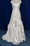 WEDDING GOWN, 'Sophia Tolli', size 10, champagne with satin bodice, pewter beaded appliques (1)