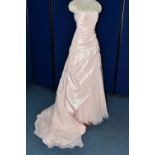 WEDDING GOWN, 'Trudie Lee' pastel pink satin, size 12 , bow detail to front, beaded top,