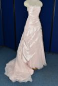 WEDDING GOWN, 'Trudie Lee' pastel pink satin, size 12 , bow detail to front, beaded top,