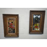 TWO OAK FRAMED GYPSIE WALL MIRRORS, 53cm x 83cm (condition:-silvering coming away)