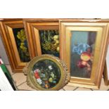 LATE 19TH / EARLY 20TH CENTURY STILL LIFE OIL PAINTINGS, comprising two oval framed studies