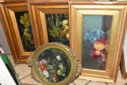 LATE 19TH / EARLY 20TH CENTURY STILL LIFE OIL PAINTINGS, comprising two oval framed studies