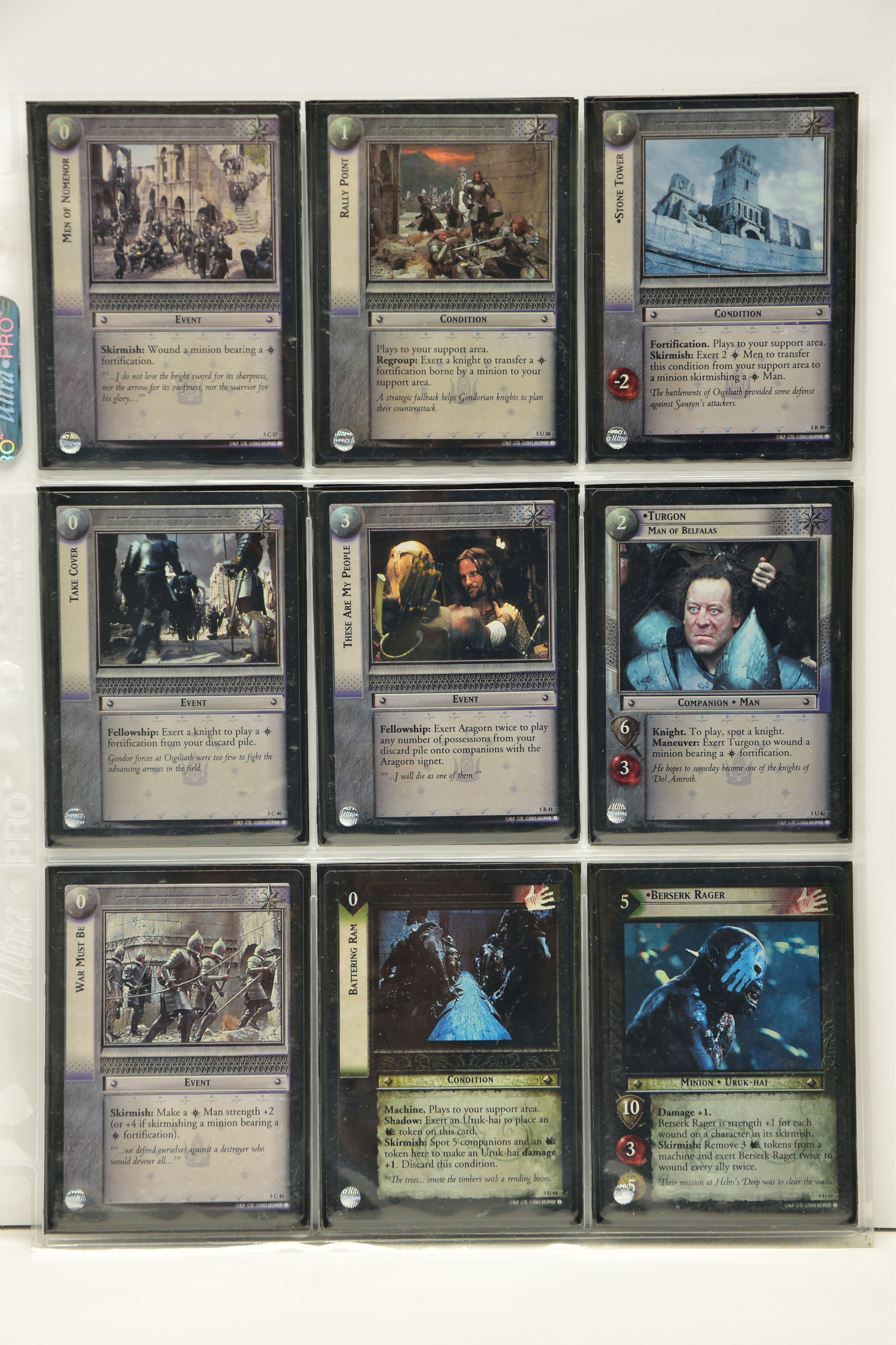 MOSTLY COMPLETE LORD OF THE RINGS BATTLE OF HELM’S DEEP FOIL SET, all cards are present (except card - Image 5 of 15