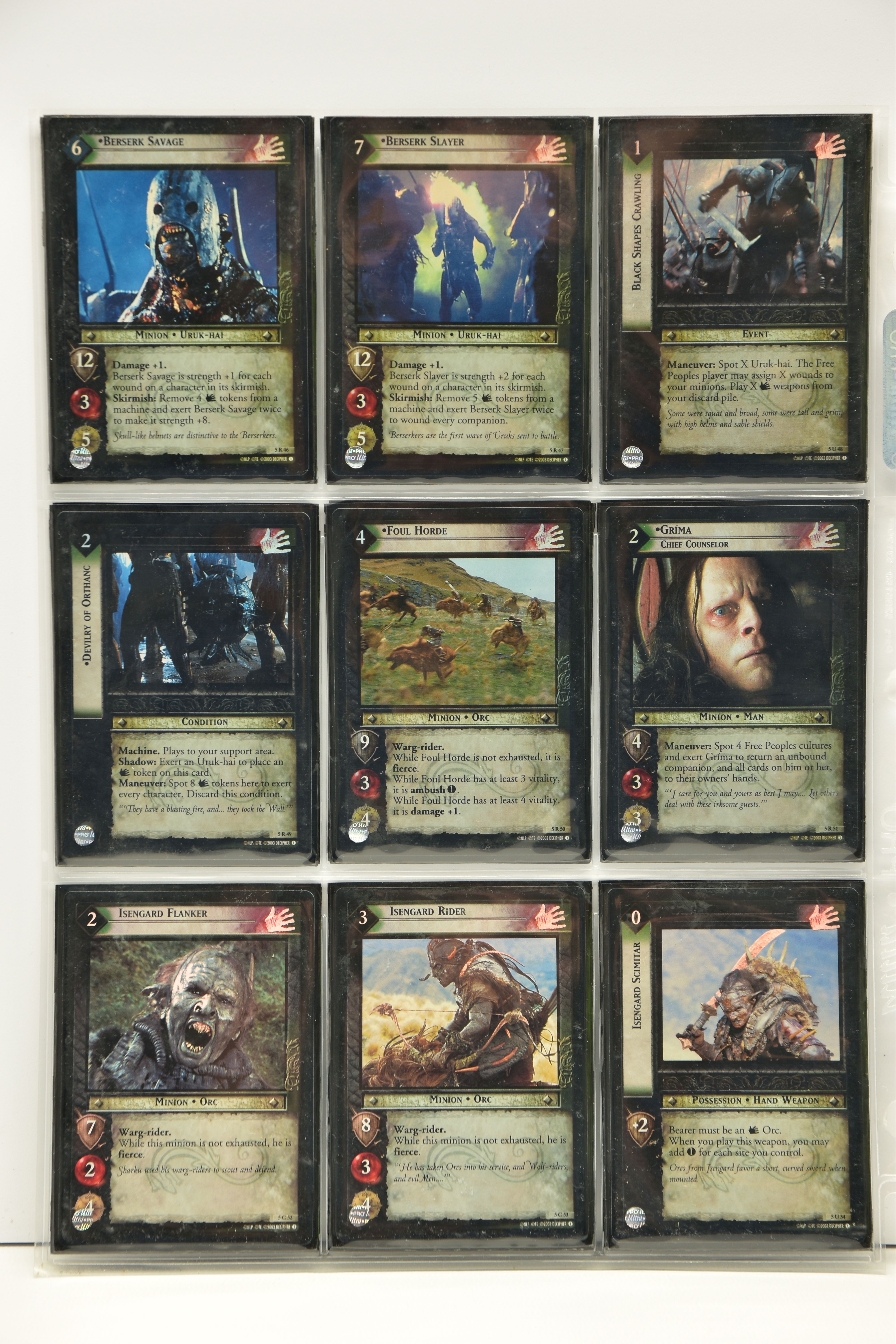 MOSTLY COMPLETE LORD OF THE RINGS BATTLE OF HELM’S DEEP FOIL SET, all cards are present (except card - Image 6 of 15