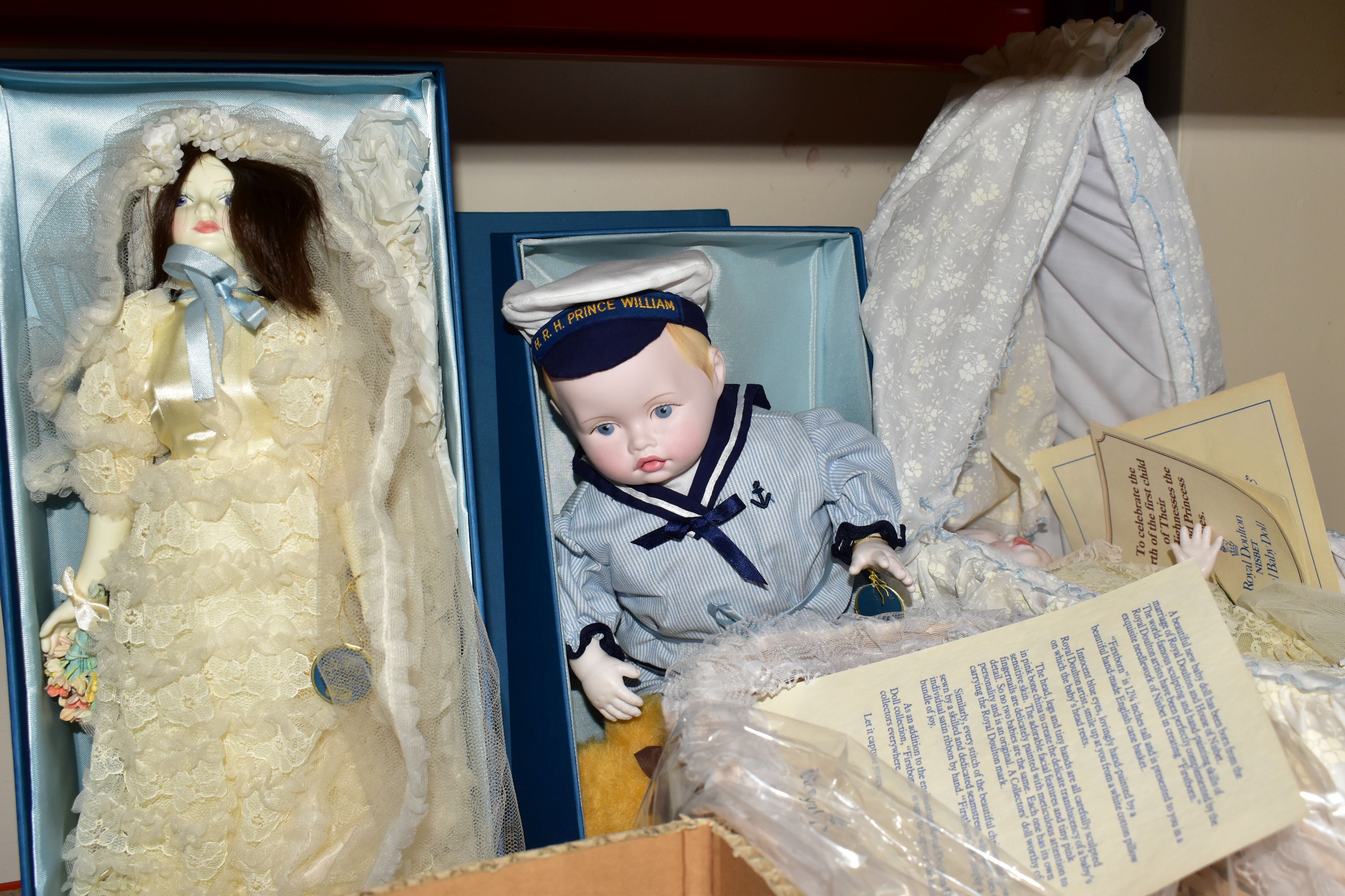 A GROUP OF ROYAL DOULTON NISBET DOLLS, comprising three boxed dolls 'Wedding Day', 'Melanie', 'HRH - Image 6 of 12