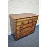 A GEORGIAN MAHOGANY CHEST OF TWO SHORT OVER THREE LONG DRAWERS, with two secret drawers, turned