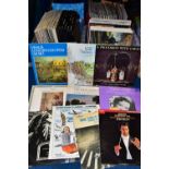 LP RECORDS, three boxes containing approximately one hundred and fifty 33 1/3 rpm individual albums,