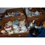 THREE BOXES OF COLLECTABLE AND NOVELTY TEAPOTS, to include over twenty assorted teapots, a Price