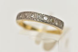 A NINE STONE DIAMOND HALF ETERNITY RING, designed as a graduated line of brilliant cut diamonds in