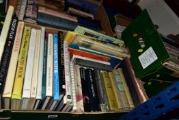 BOOKS & MAPS, four boxes containing approximately ninety-five book titles in hardback and