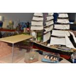 FOUR MODELS OF SHIPS AND A FIRE FIGHTING LADDER, comprising a model of 'Georg Stage II' square