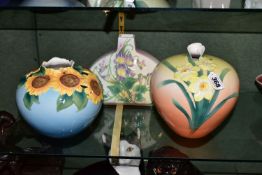 THREE PIECES OF FRANZ PORCELAIN, comprising a yellow and orange Daffodil baluster vase FZ00069,