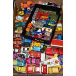 A QUANTITY OF UNBOXED AND ASSORTED PLAYWORN DIECAST VEHICLES, mainly Matchbox and Corgi models, to