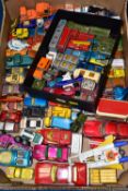 A QUANTITY OF UNBOXED AND ASSORTED PLAYWORN DIECAST VEHICLES, mainly Matchbox and Corgi models, to