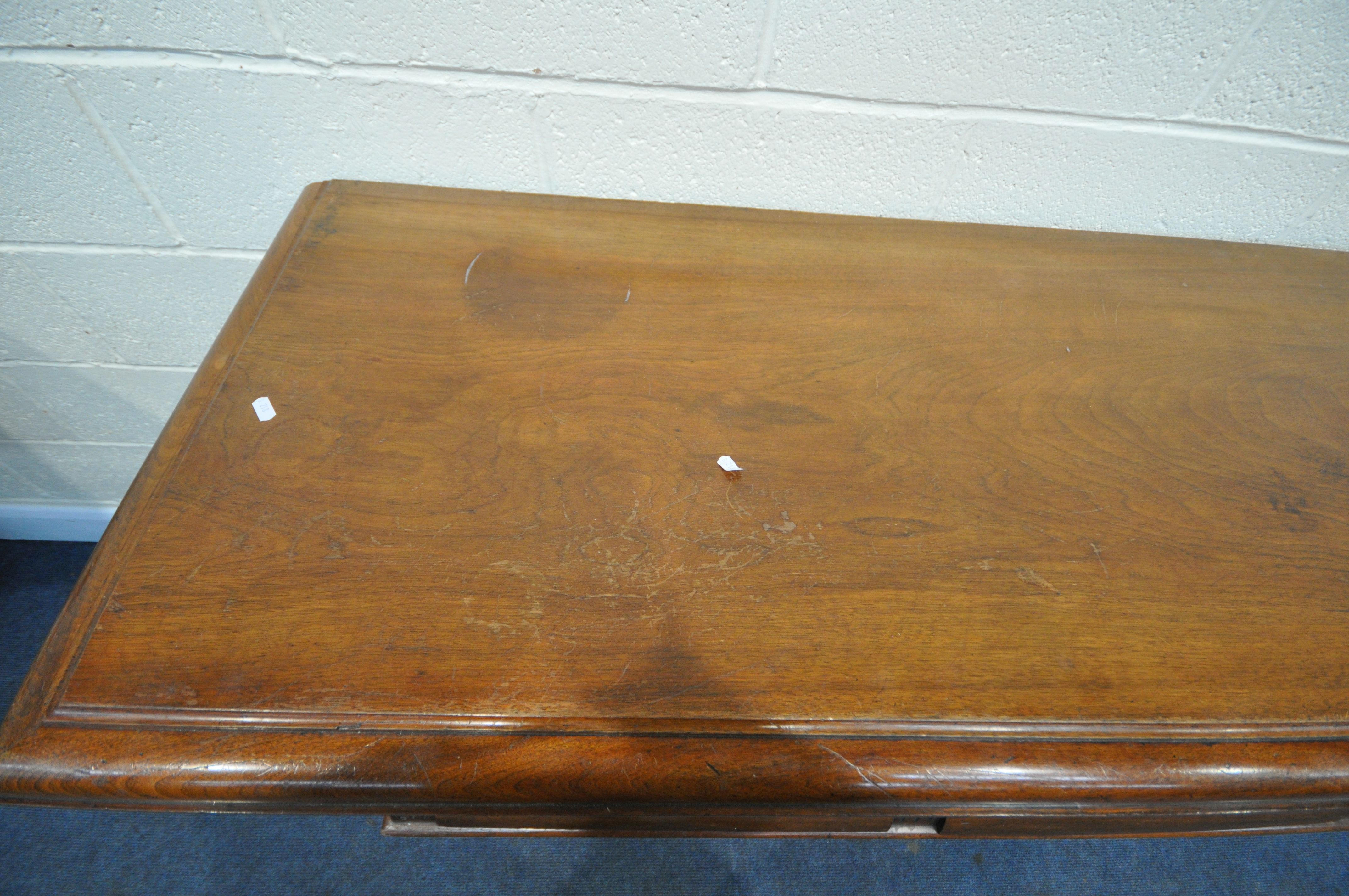 A 19TH CENTURY MAHOGANY DRESSER BASE, with an assortment of six drawers, on bulbous feet, length - Image 2 of 5